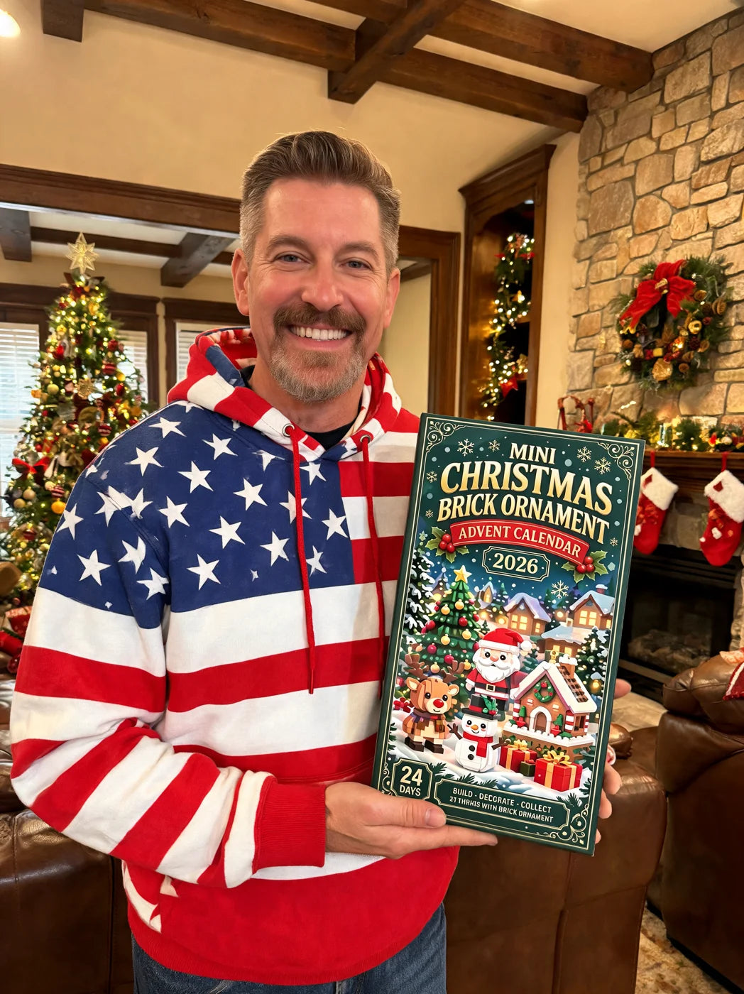 Promotional portrait holding the Christmas advent calendar
