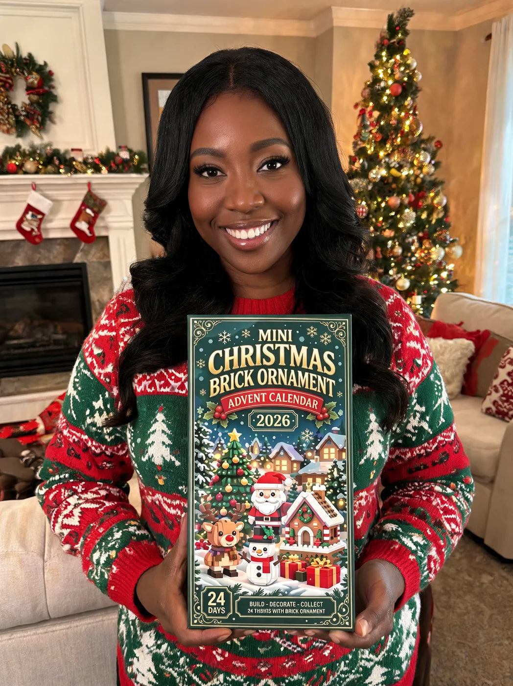 Promotional portrait holding the Christmas advent calendar