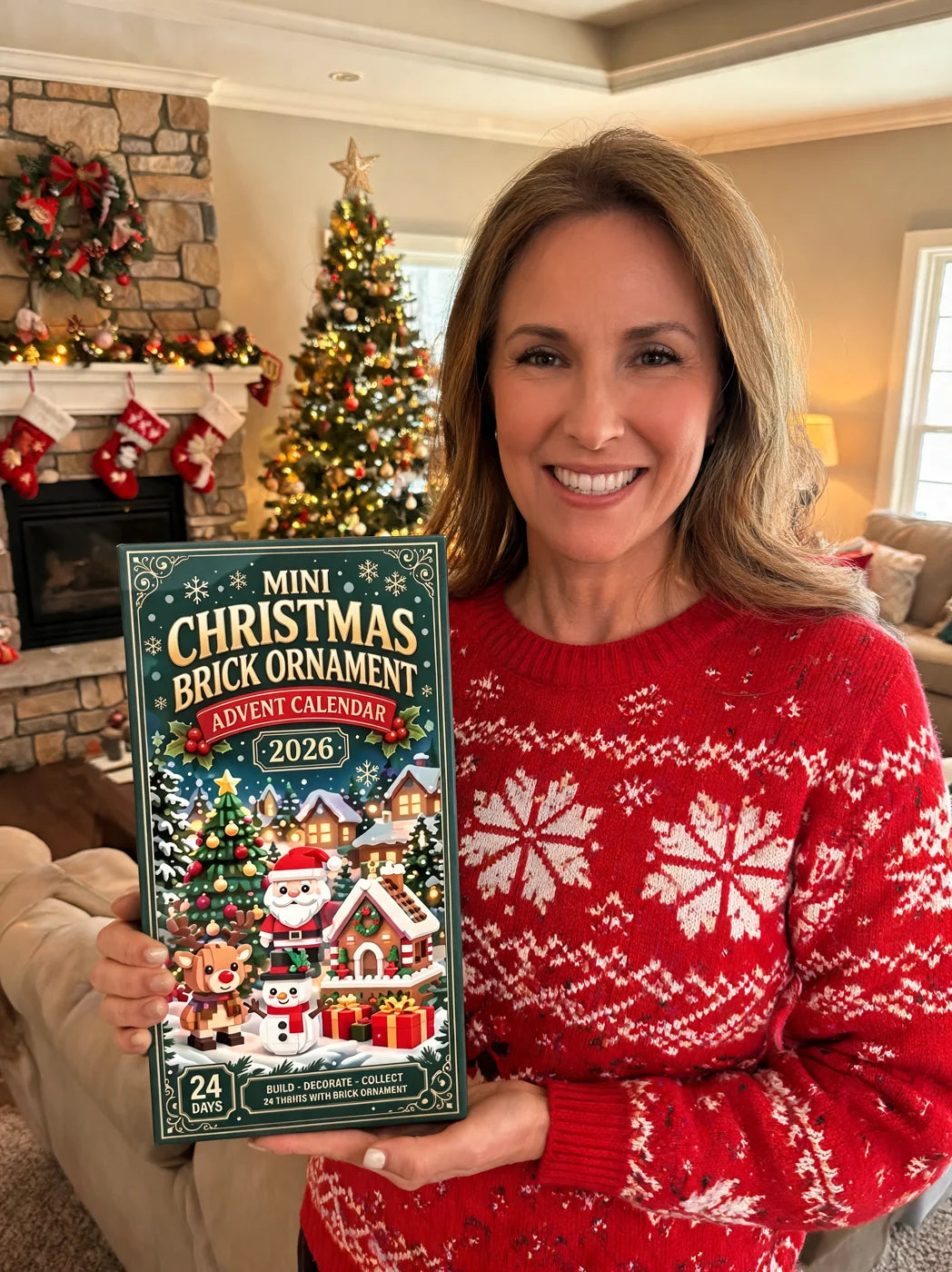 Promotional portrait holding the Christmas advent calendar